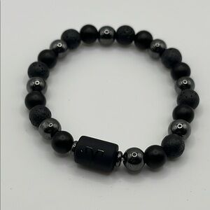 🌙 C519 - Aries Black and Silver Beaded Bracelet
